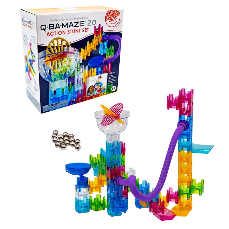 MindWare Q-BA-Maze Action Stunt Set The Next Generation Marble Maze Kids Toys - STEM Marble Run - Recommended for Ages 6+ - Educational Gift for Boys and Girls - Image 1